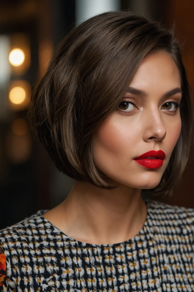 Asymmetrical Bob with Deep Side Part for Heart-Shaped Faces