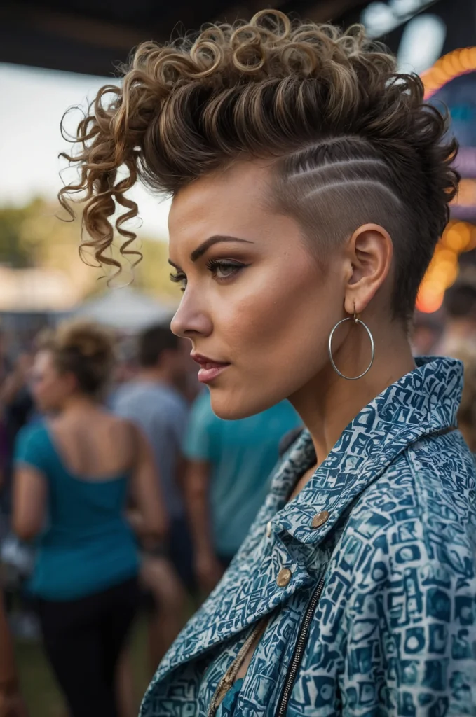 Bold Curly Fauxhawk for Thin Hair