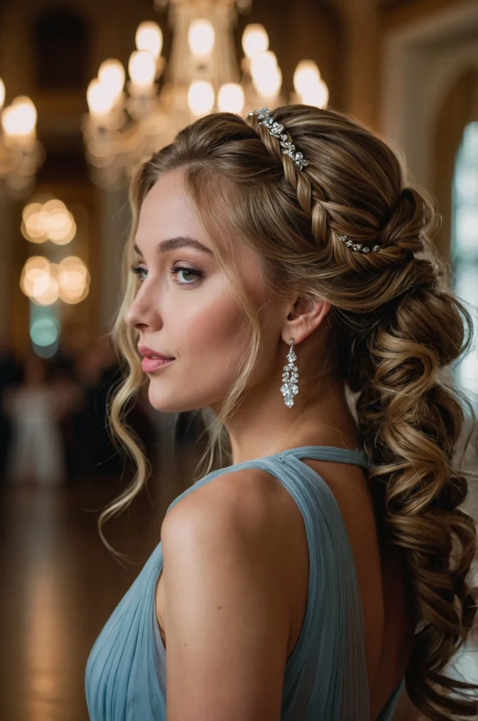 Braided Wavy Updo