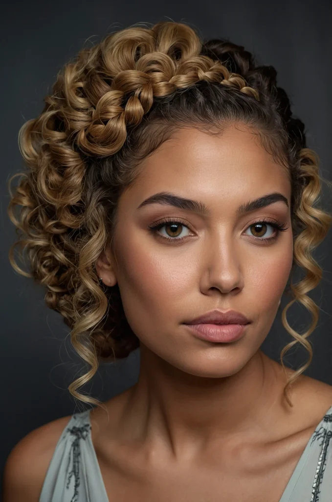 Classic Curly Updo with Braids