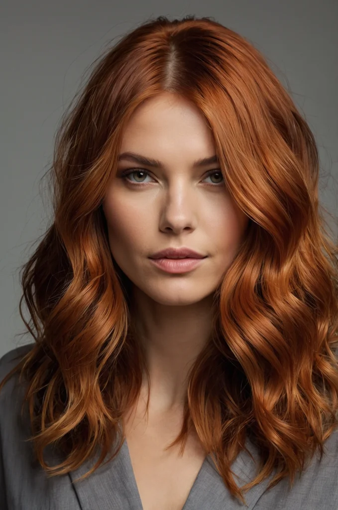 Copper Balayage Medium-Length Hair