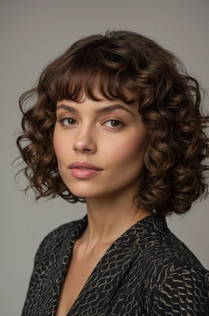 Curly Bob with Bangs