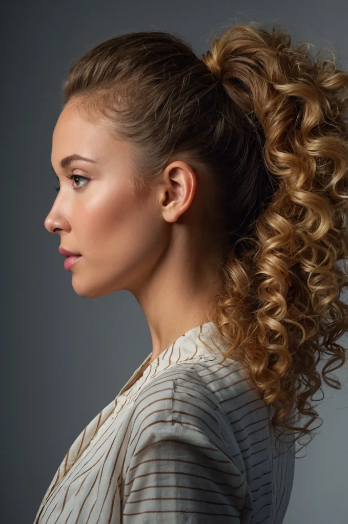 Curly Ponytail with Wrapped Base