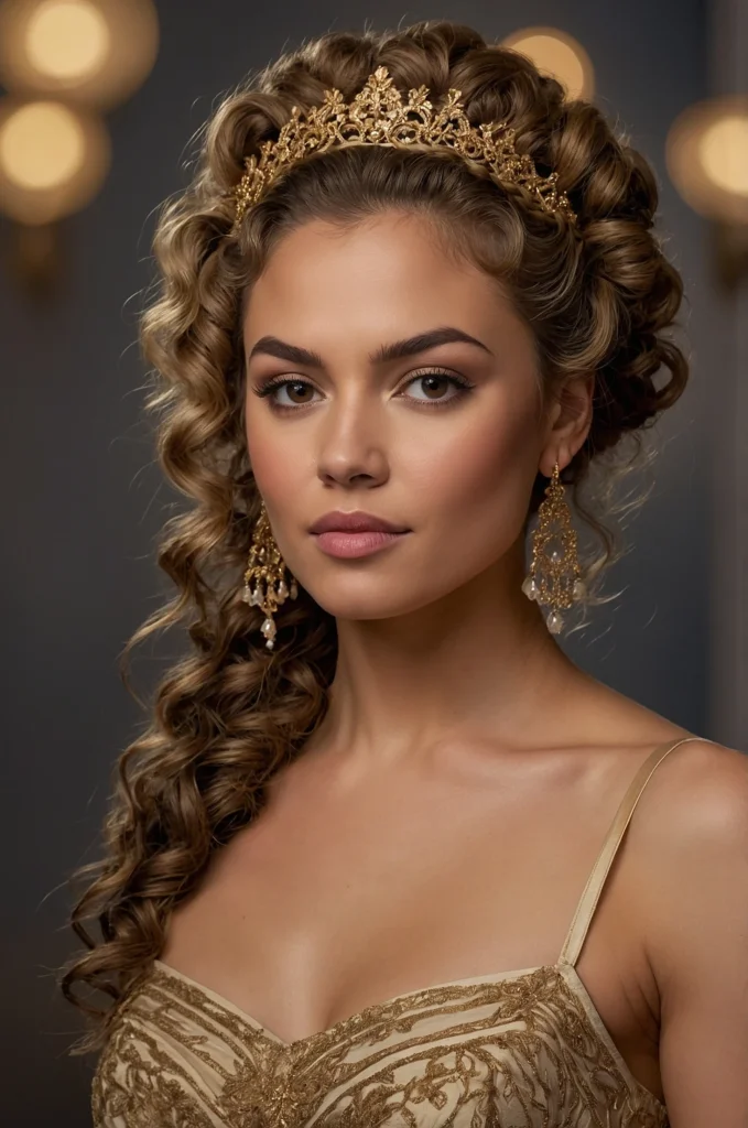 Curly Updo with Braided Crown