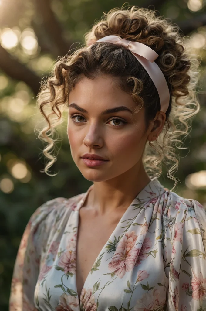 Curly Updo with Ribbon Tie