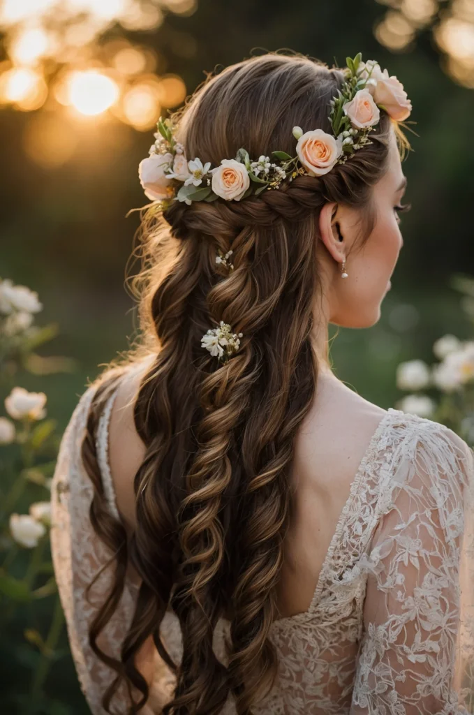 Fishtail Braid with Flower Crown