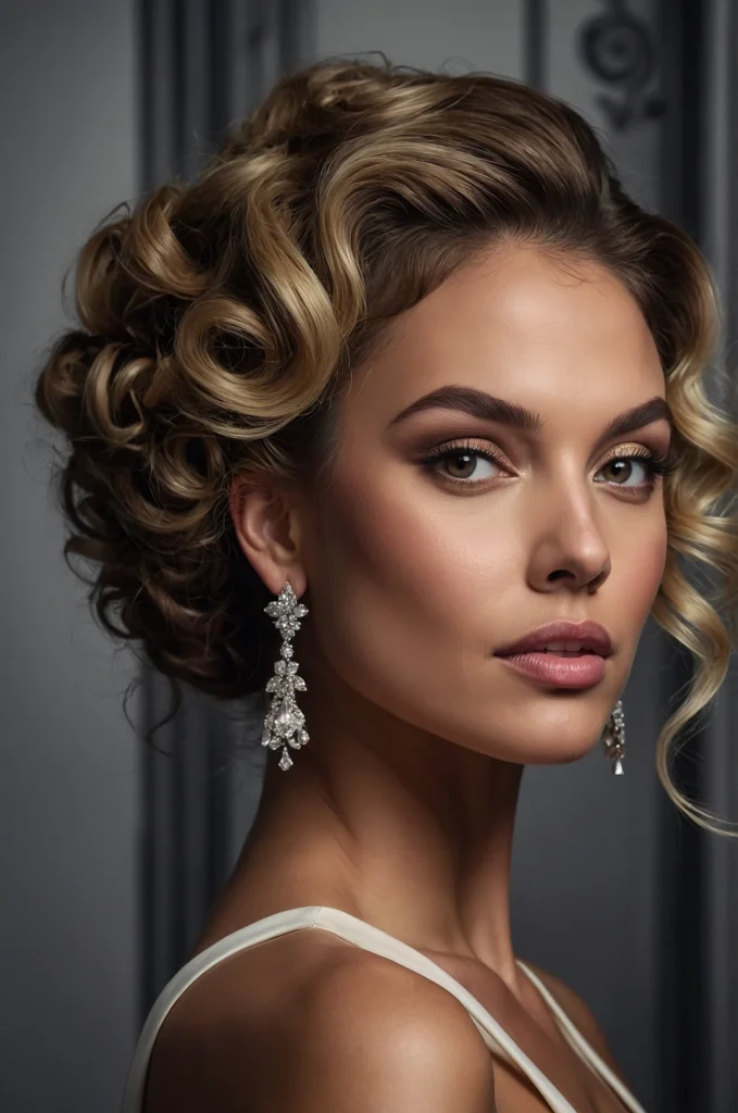 Glamorous Curly Updo with Tendrils