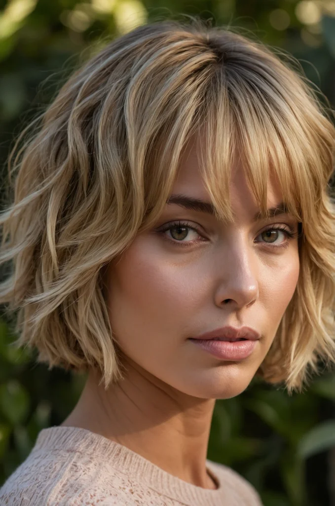 Layered Bob with Face-Framing Highlights for Heart-Shaped Faces