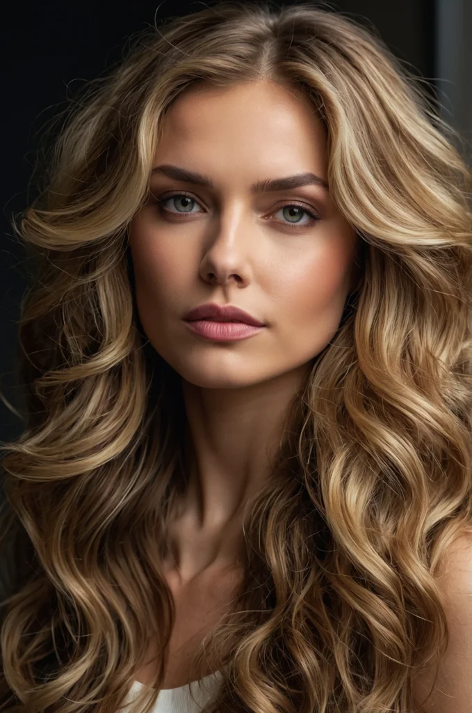 Long Hair with Soft Curls and Balayage Highlights