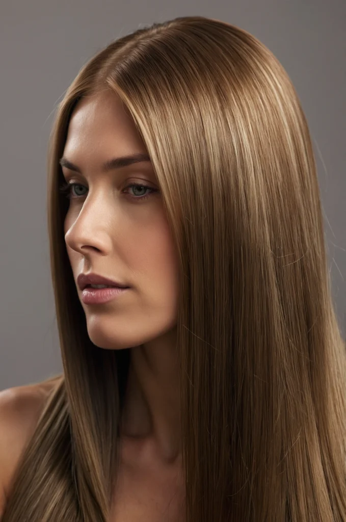 Long, Straight Hair with a High Shine Finish