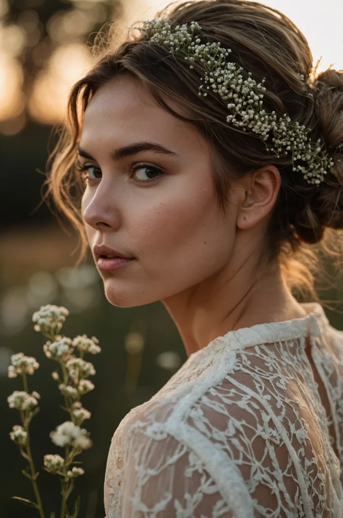 Messy Bun with Baby's Breath