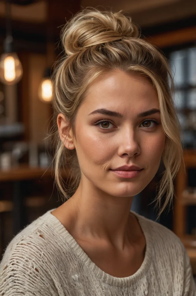 Messy Bun with Wispy Strands