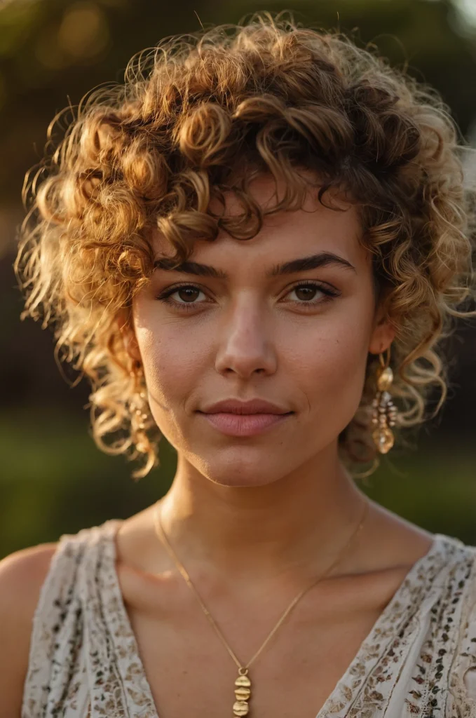 Messy Curly Updo with Bangs