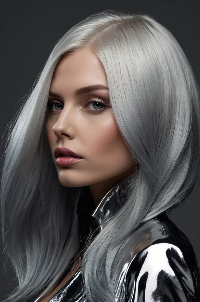 Metallic Silver Hair