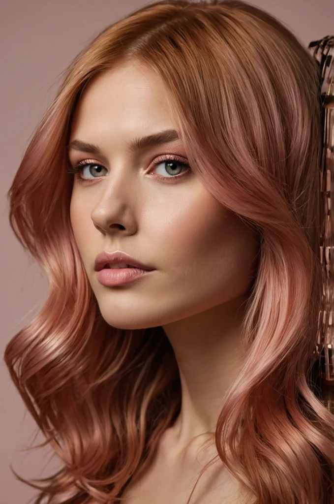 Rose Gold Medium-Length Hair