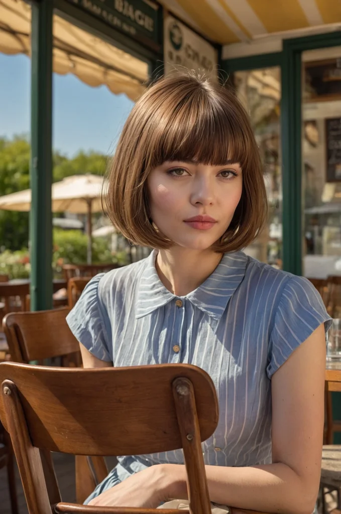 Short Bob with Wispy Bangs for Round Faces