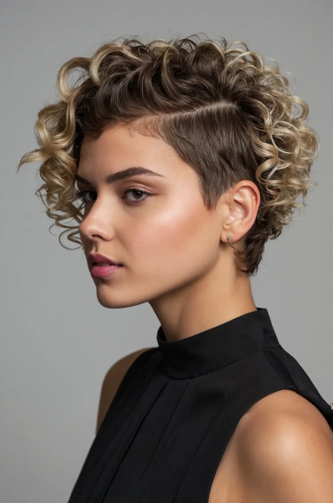 Short Curly Hair with Undercut