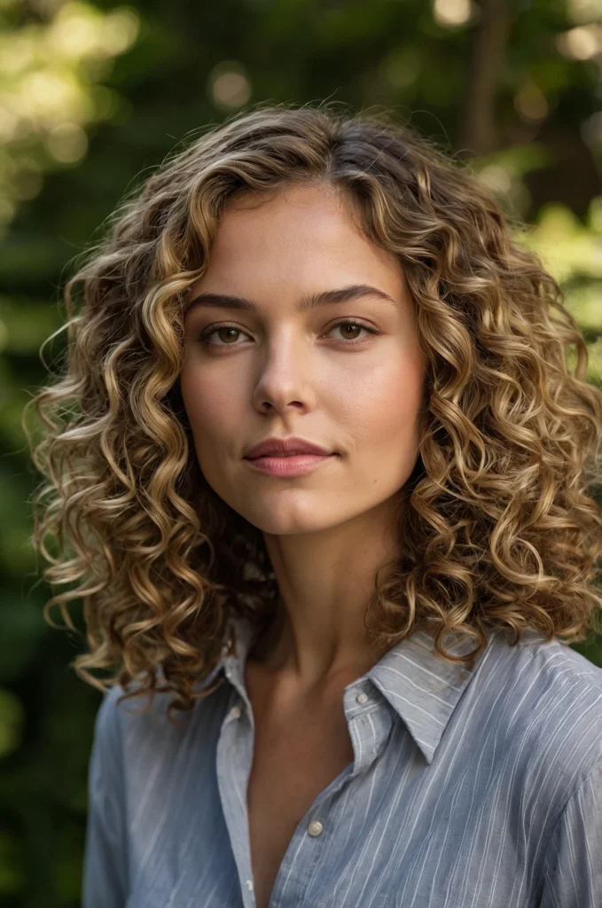 Shoulder-Length Curls with Highlights