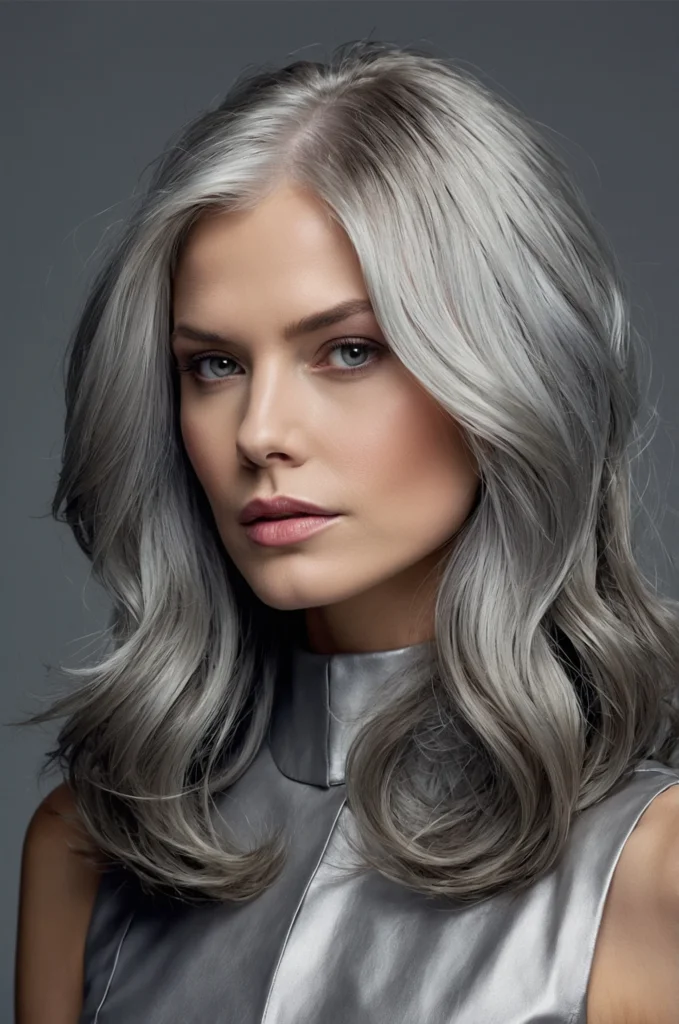 Silver Grey Medium Hair