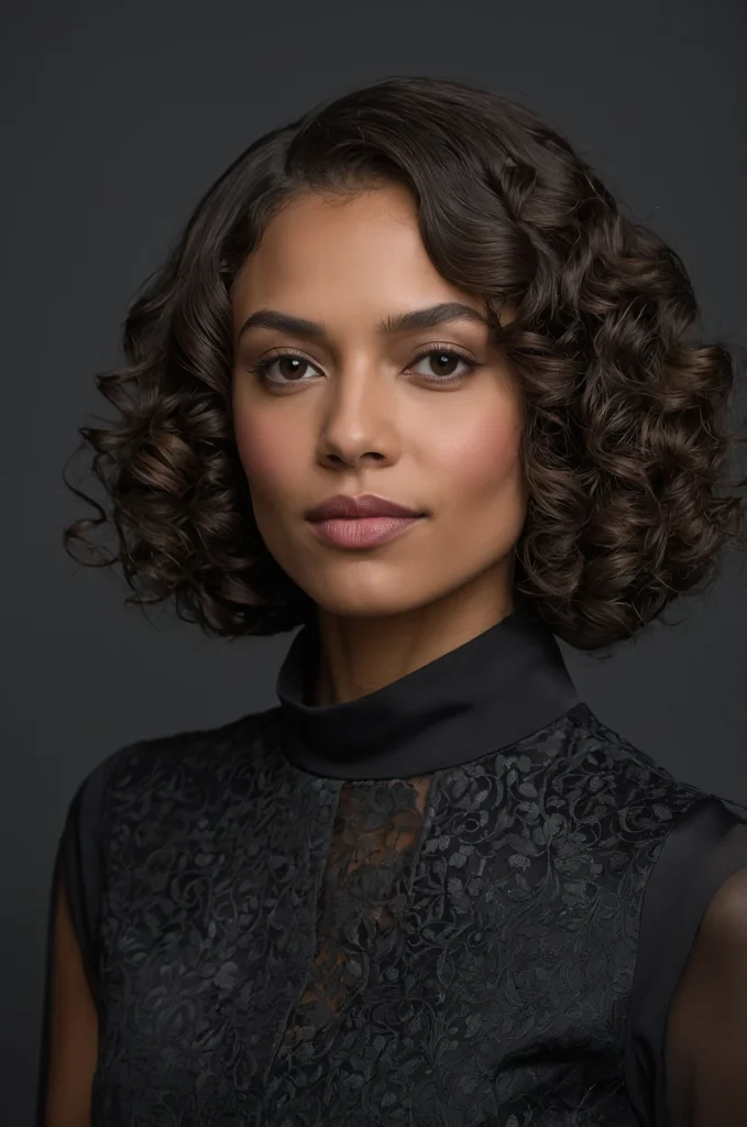 Sleek Curly Bob