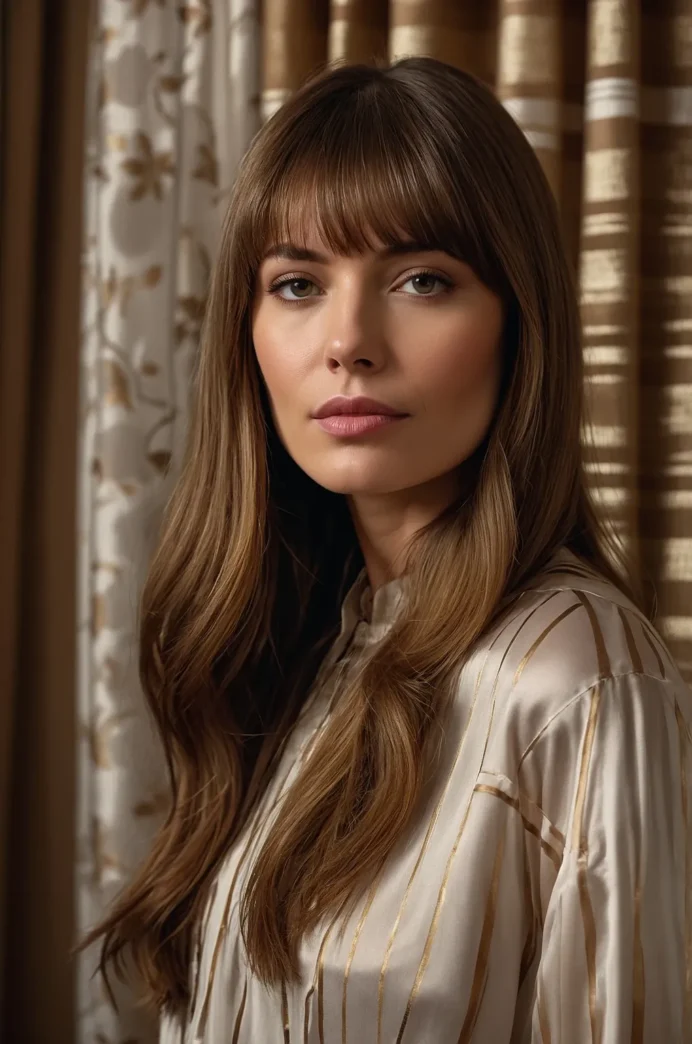 Sleek Hair with Curtain Bangs