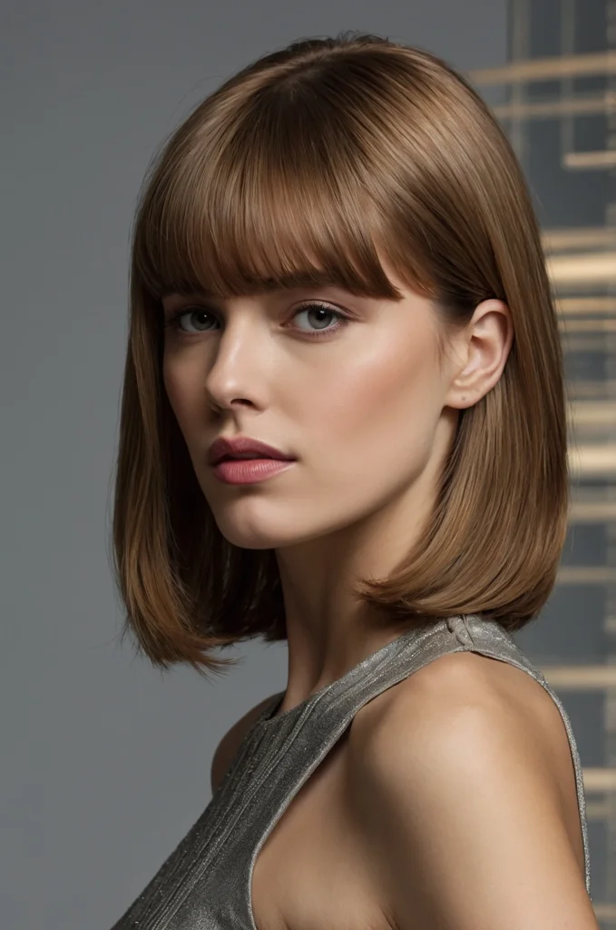 Sleek Lob with Side Bangs