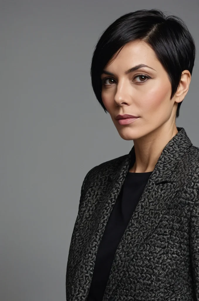 Sleek Pixie with a Deep Side Part