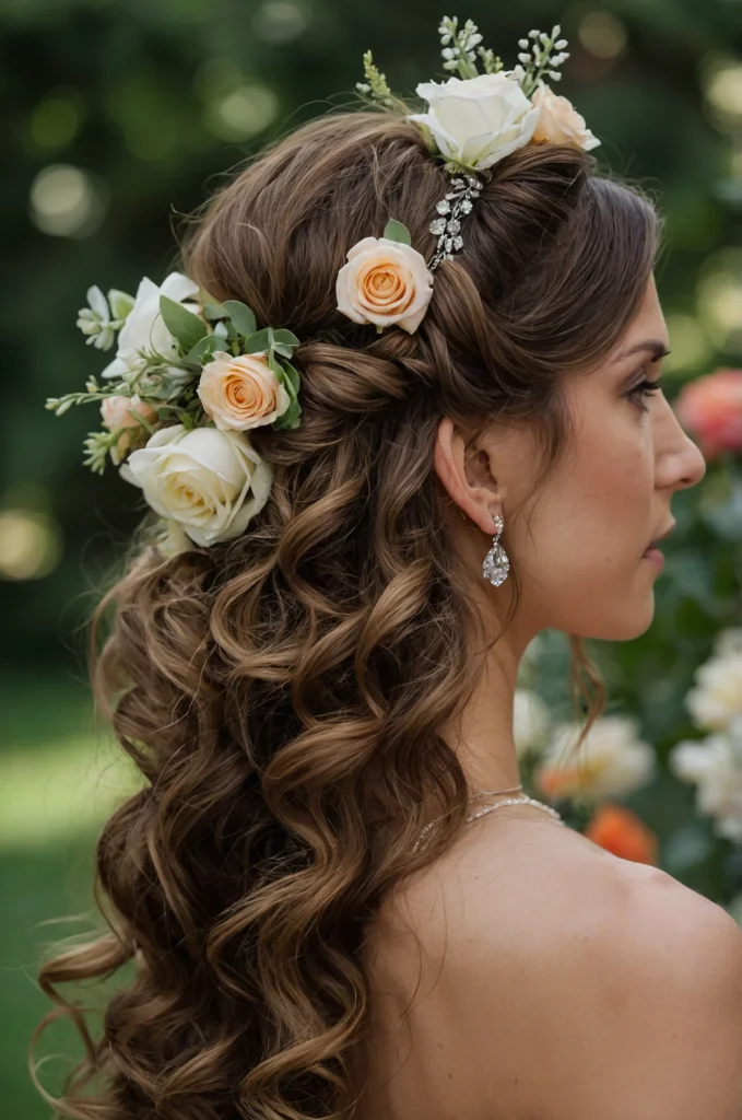 Soft, Curly Half-Updo for Fine Hair