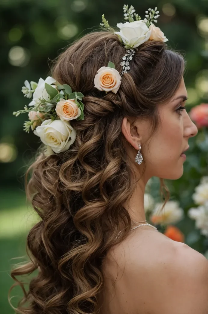 Soft, Curly Half-Updo for Fine Hair