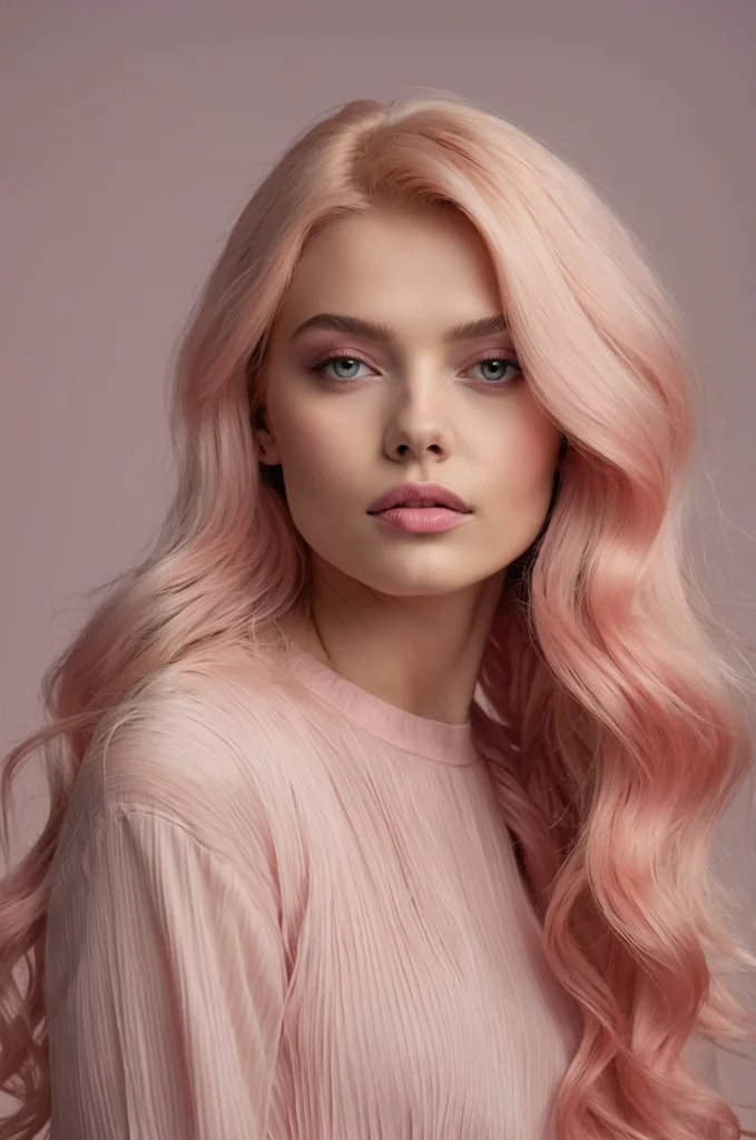 Soft Pastel Pink Long Waves