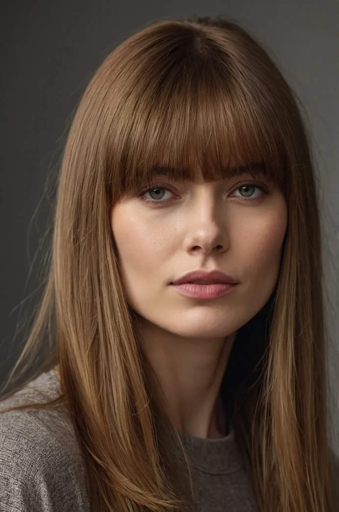 Straight Hair with Curtain Bangs