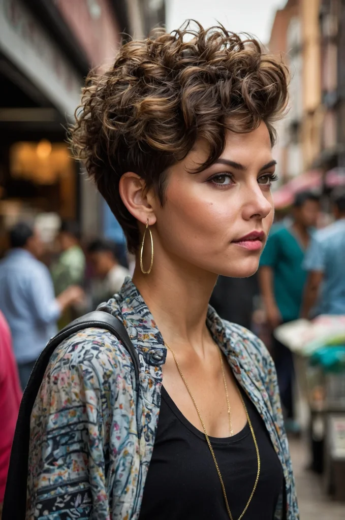 Textured Curly Pixie with Undercut