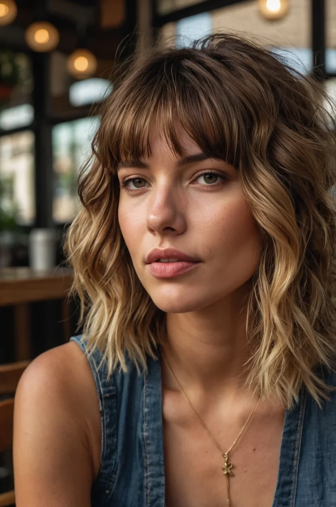 Tousled Lob with Fringe Bangs