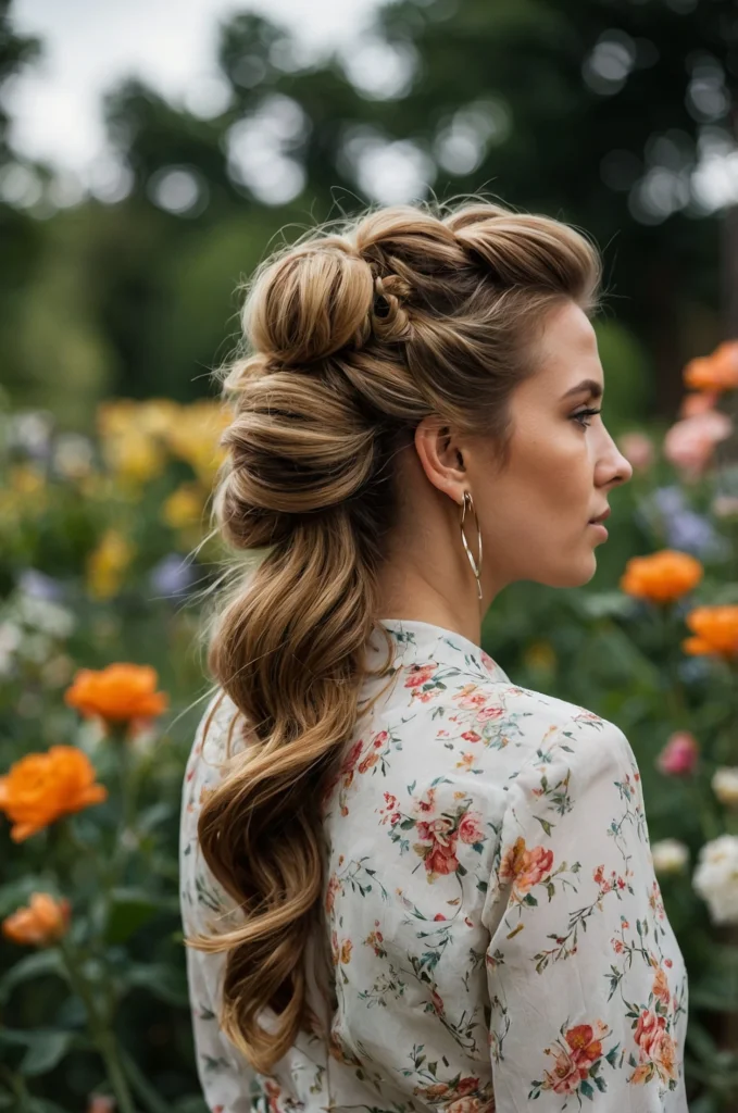 Twisted Half-Updo for Thick Hair