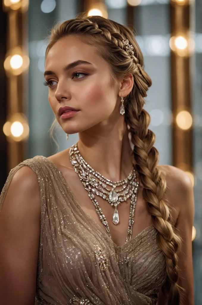 Twisted Side Braid with Jewels