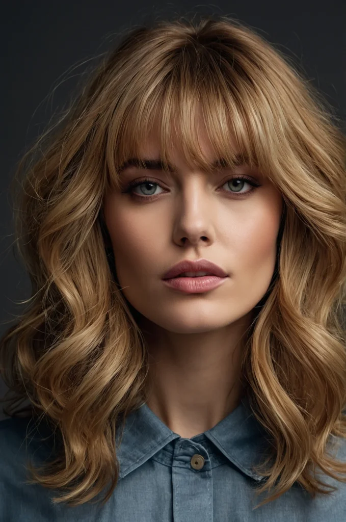 Voluminous Lob with Curtain Bangs