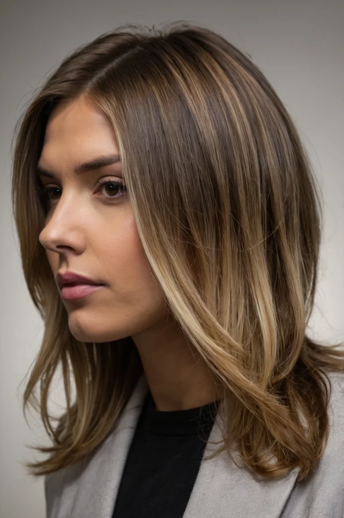 Angled Lob with Ombre Balayage