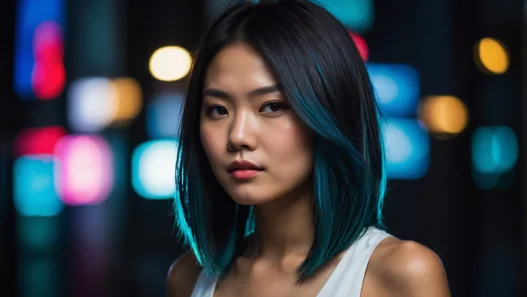 Asian-Inspired Lob Hairstyles with Vibrant Colors