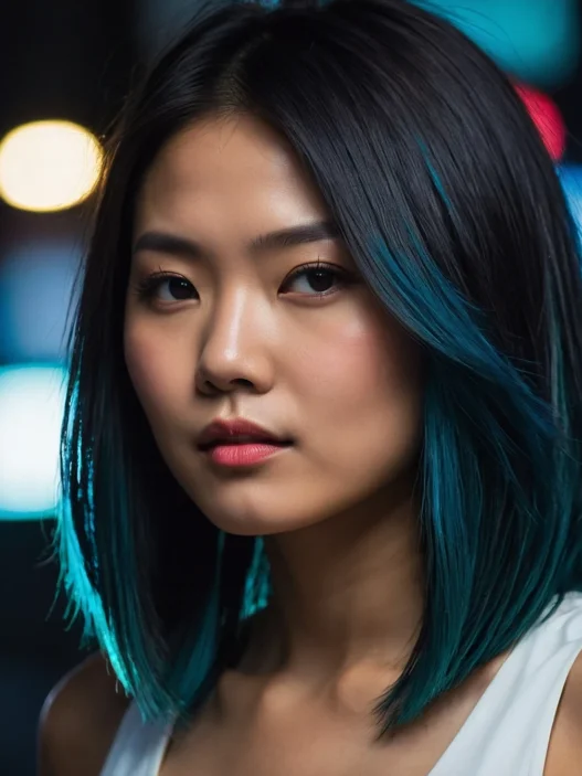 Asian-Inspired Lob Hairstyles with Vibrant Colors