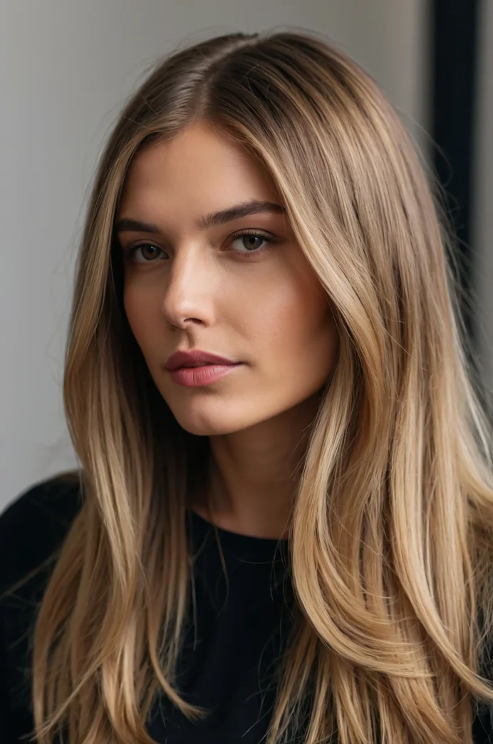 Balayage on Straight Shoulder-Length Hair