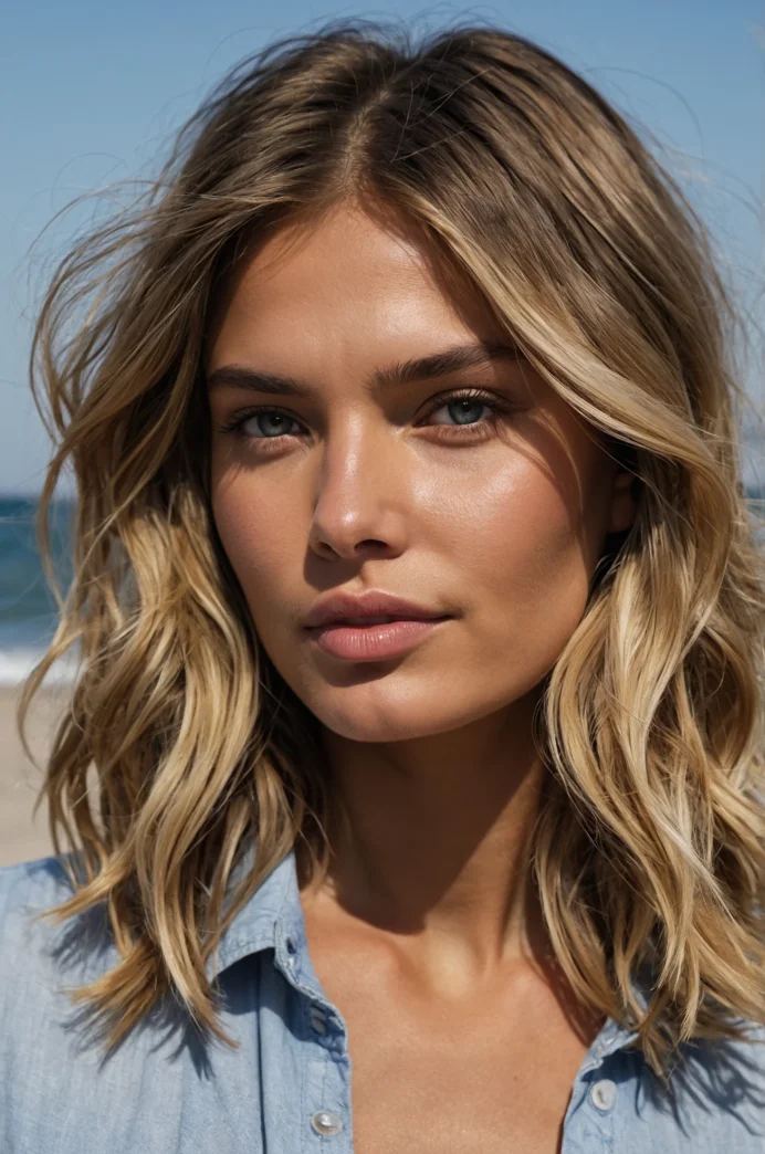 Beachy Lob with Sun-Kissed Balayage