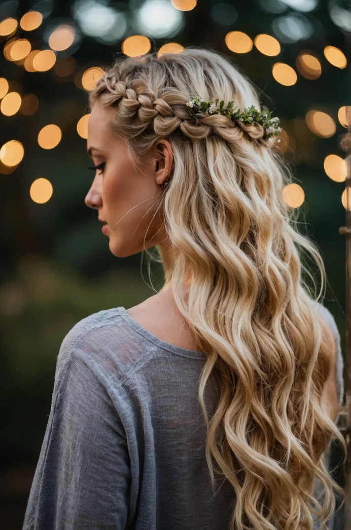 Braided Crown with Loose Curls