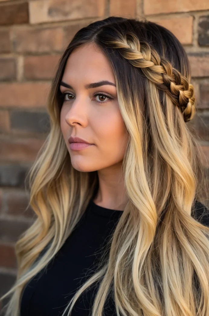 Braided Crown with Ombre Highlights