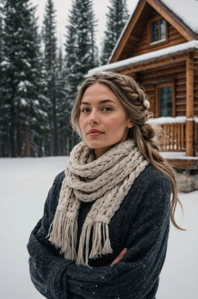 Braided Crown with Winter Scarf