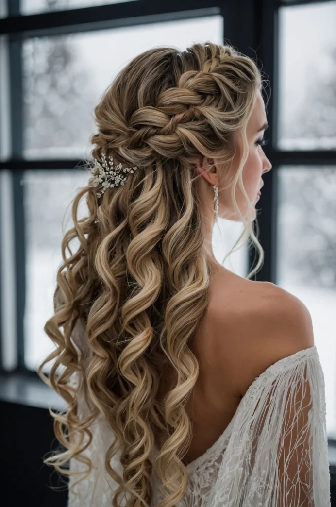 Braided Crown with Loose Curls