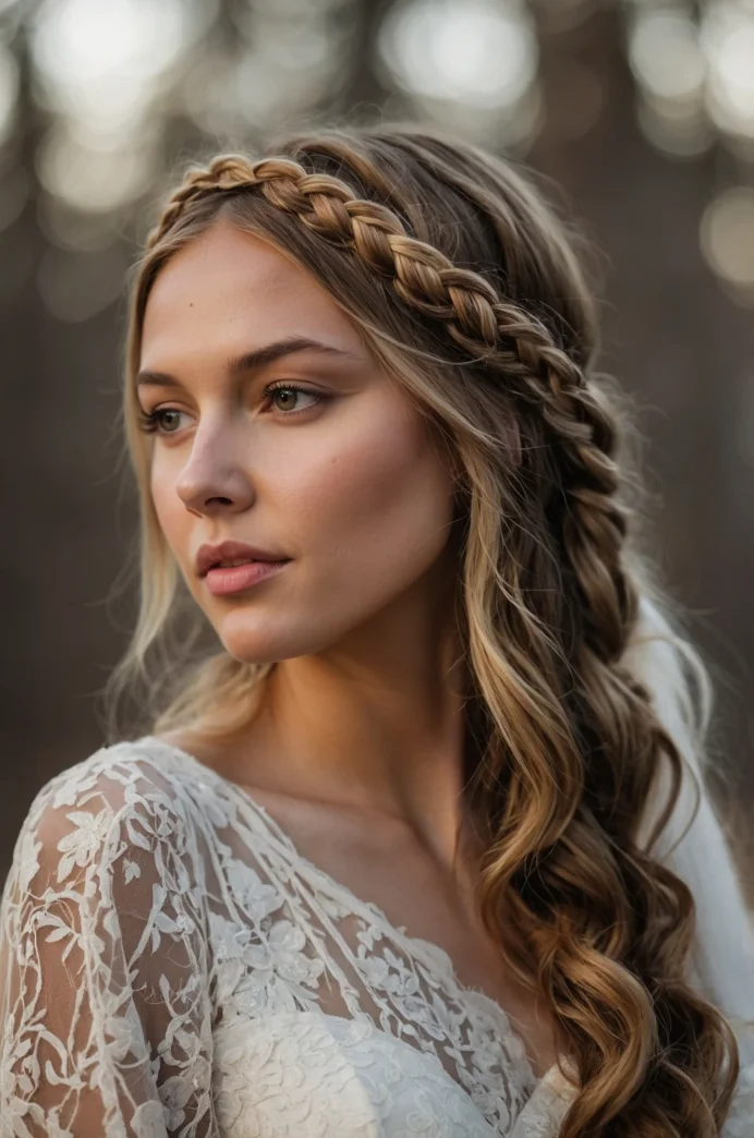 Braided Headband with Loose Hair