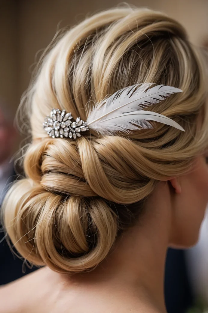 Chignon with a Feather Accessory