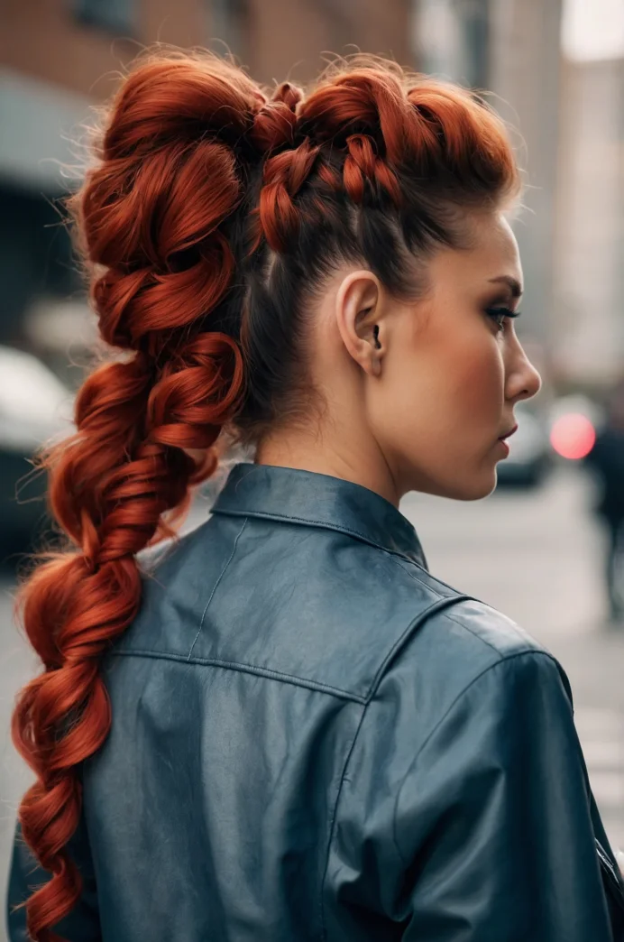 Chunky Braid with High Ponytail and Curls