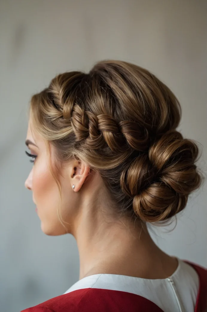 Classic Braided Bun with Loose Curls