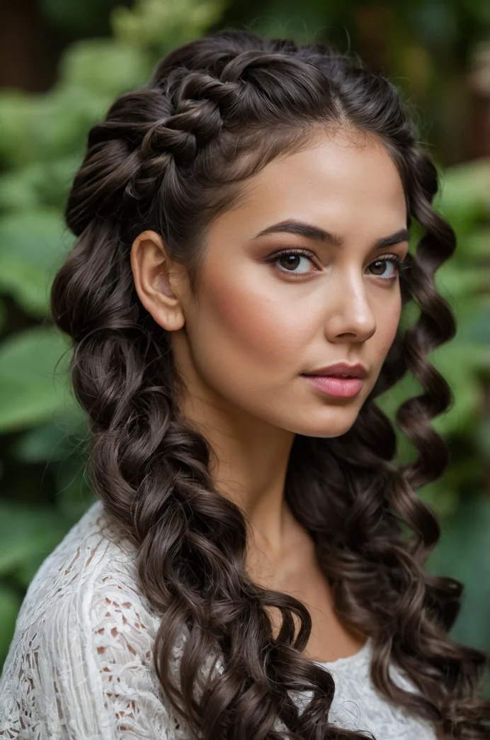 Crown Braid with Voluminous Curls